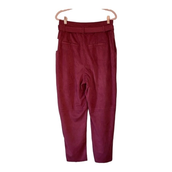 FREE PEOPLE Nightfall Suede Tie Waist Paperbag Pant Size 2 Pomegranate NWT - Picture 8 of 10